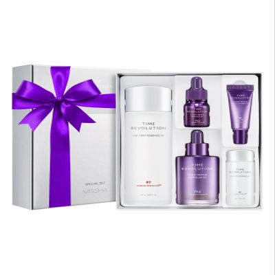 MISSHA Time Revolution Gift Set The First Essence 5X & Night Repair Ampoule 5X for Radiant, Korean Skin Care, Glass Skin