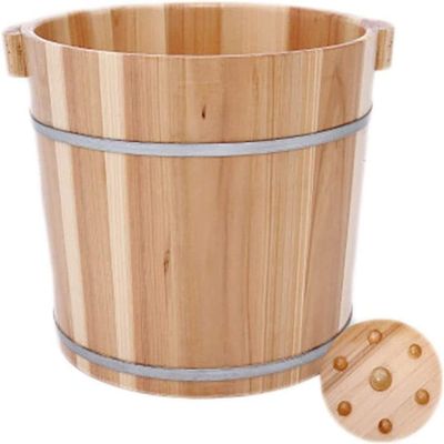 NOBRIM Wooden Foot Soaker Barrel Foot Spa Foot Bath Barrel Household Wash Basin Pedicure Basin Healthy Fumigation Wash Foot Soak Tub