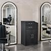 BarberPub Locking Barber Station with 2 Drawers Cabinet Beauty Salon Storage Equipment with Holders for Hair Stylist Spa 2005 (Black) view 2