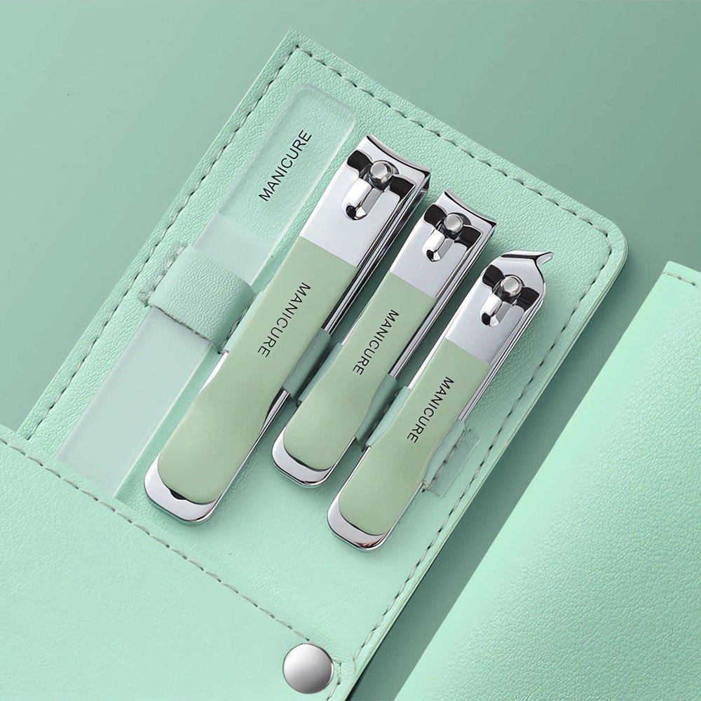 NEMIBAD 4 Pcs Manicure Set Stainless Steel Nail Clippers for Women (Green)