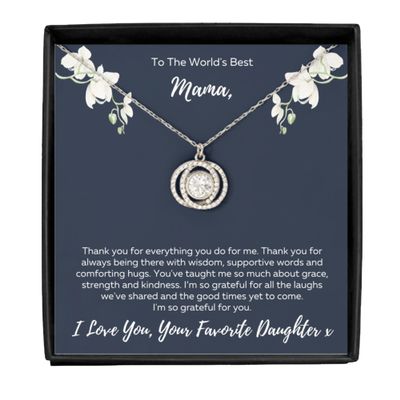 To Mama Necklace From Daughter, Mama Daughter Necklace Gifts, Sterling Silver Circle Mama Necklace for Women, Mothers Day Necklaces for Mama, I Love You Mama Necklaces