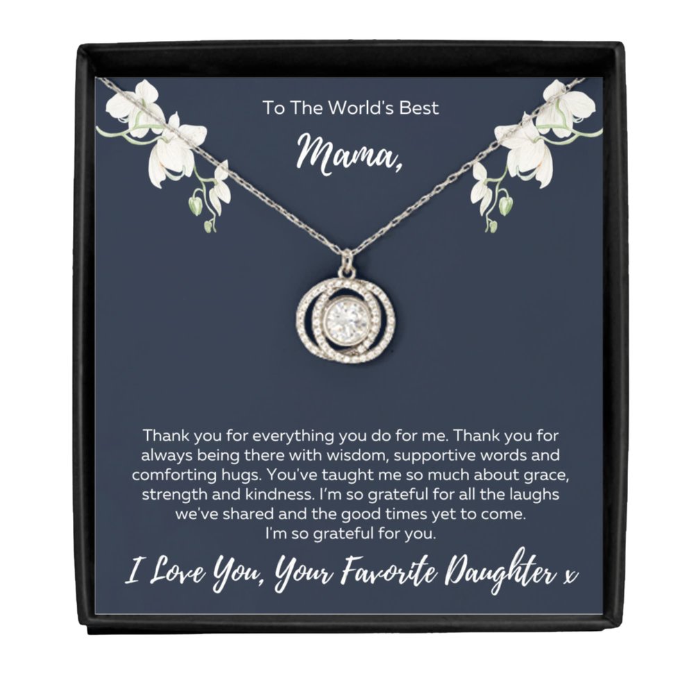 To Mama Necklace From Daughter, Mama Daughter Necklace Gifts, Sterling Silver Circle Mama Necklace for Women, Mothers Day Necklaces for Mama, I Love You Mama Necklaces