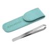 Ausomtek Beard Tweezers, White Hair Plucking Tweezers, Stainless Steel, Fine Hair Removal Tweezers, Eyebrows Shaping Tool, 5mm Tip, Cyan PU Case 1Pack, Silver, 1.0 Count, (BRTW-SSS-96WDQP) view 1