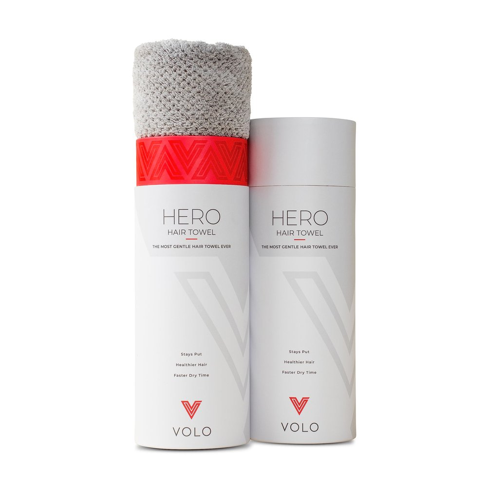VOLO Hero Luna Gray Hair Towel - Ultra Soft, Quick Drying, Anti Frizz, Large Size, USA Made