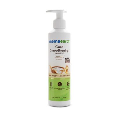Mamaearth Curd Smoothening Shampoo for Smooth & Shiny Hair | Enriched with Yogurt & Keratin | Cleanses Scalp & Hydrates Dry, Frizzy Hair | 8.45 Fl Oz (250ml)