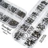 2630Pcs Mine Black Nail Rhinestones 120 Multi Shapes Metallic Black Big Gems Nail Charms +2510 Flatback Rhinestones Round Beads K9 Glass Stones Nail Art Diamonds jewels for Nails Eyes Makeup Crafts view 2