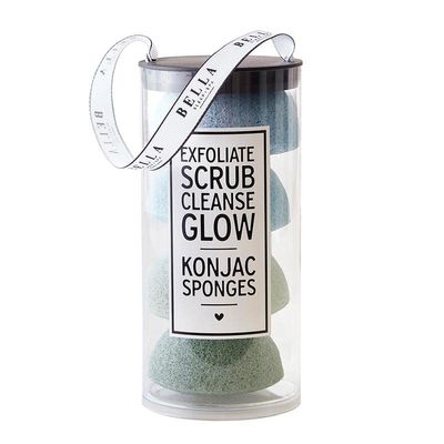 Bella Sleep + Spa Facial Self Care Exfoliating Konjac Sponge Set, 4-Pieces, Beach