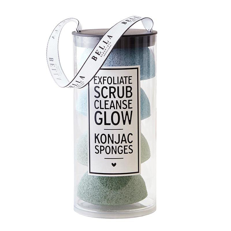 Bella Sleep + Spa Facial Self Care Exfoliating Konjac Sponge Set, 4-Pieces, Beach
