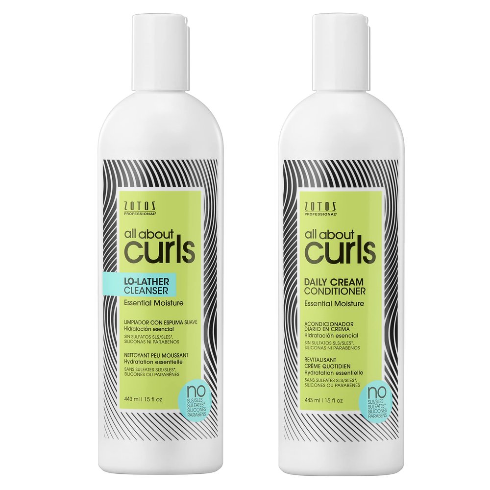 All About Curls Lo-Lather Cleanser Shampoo & Daily Cream Conditioner | Essential Moisture | Gentle Cleansing | Slightly Sudsy | All Curly Hair Types
