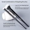 MSQ Stipple Blush Brushes, 2PCS Duo Fiber Stippling Brush Flat Top Double Stipple Makeup Brush, Great for Blending, Highlight, Blush,Contour, Cream, Foundation,Smooth & Natural (Black Stipple) view 2
