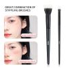 MSQ Stipple Blush Brushes, 2PCS Duo Fiber Stippling Brush Flat Top Double Stipple Makeup Brush, Great for Blending, Highlight, Blush,Contour, Cream, Foundation,Smooth & Natural (Black Stipple) view 4