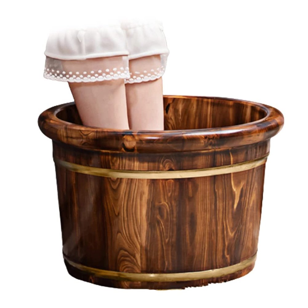 QPZK Wood Foot Bath Barrel, Solid Wood Foot Spa Tub, Household Thicken Foot Soak Tub, Pedicure Foot Soak to Relieve Feet Stress, Foot Basin Comfort Feet for Home Office U B