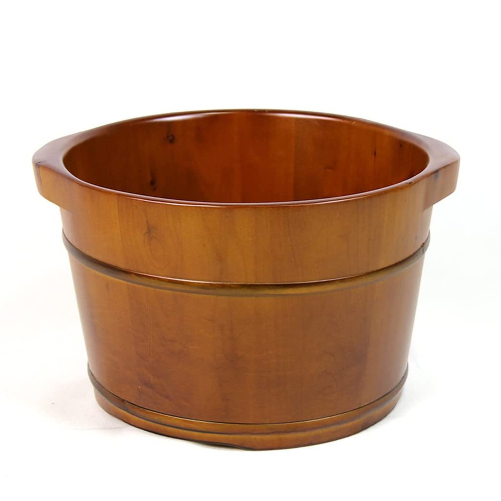 QPZK Wood Foot Bath Barrel, Solid Wood Oak Foot Spa Tub, Household Thicken Foot Soak Tub, Pedicure Foot Soak to Relieve Feet Stress, Foot Basin Comfort Feet for Home Offi A