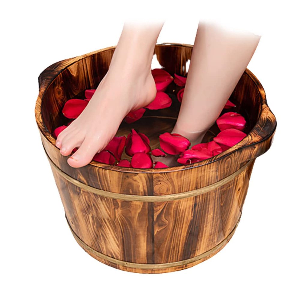 QPZK Wood Foot Bath Barrel, Solid Wood Foot Spa Tub, Household Thicken Foot Soak Tub, Pedicure Foot Soak to Relieve Feet Stress, Foot Basin Comfort Feet for Home Office U A