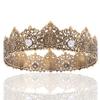 YOVECATHOU King Men Tiara Crown Imperial Medieval Headband Crystal Pageant Costumes For Wedding Cosplay Homecoming Prom Party (Dark Gold With White Stone) view 1