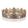 YOVECATHOU King Men Tiara Crown Imperial Medieval Headband Crystal Pageant Costumes For Wedding Cosplay Homecoming Prom Party (Dark Gold With White Stone) view 2