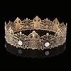 YOVECATHOU King Men Tiara Crown Imperial Medieval Headband Crystal Pageant Costumes For Wedding Cosplay Homecoming Prom Party (Dark Gold With White Stone) view 3