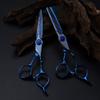 Hair Cutting Shears, 6 Inch Professional Blue Damascus Hair Cutting Scissors Gem Screw Haircut Thinning Barber Tools Steel Shears Hairdressing Scissors (Color : Set) view 2