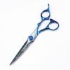 Hair Cutting Shears, 6 Inch Professional Blue Damascus Hair Cutting Scissors Gem Screw Haircut Thinning Barber Tools Steel Shears Hairdressing Scissors (Color : Set) view 3