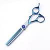 Hair Cutting Shears, 6 Inch Professional Blue Damascus Hair Cutting Scissors Gem Screw Haircut Thinning Barber Tools Steel Shears Hairdressing Scissors (Color : Set) view 4