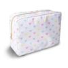 Large Makeup Bag Pouch, Nylon Women Travel Toiletry Storage Bag Big Makeup Organizer Bag for Girls, Preppy Cosmetic Bag Cute Zipper Pouch Skincare Bag for Sport School Work Gift(Large-White Heart) view 1