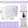 Large Makeup Bag Pouch, Nylon Women Travel Toiletry Storage Bag Big Makeup Organizer Bag for Girls, Preppy Cosmetic Bag Cute Zipper Pouch Skincare Bag for Sport School Work Gift(Large-White Heart) view 2