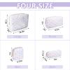 Large Makeup Bag Pouch, Nylon Women Travel Toiletry Storage Bag Big Makeup Organizer Bag for Girls, Preppy Cosmetic Bag Cute Zipper Pouch Skincare Bag for Sport School Work Gift(Large-White Heart) view 3