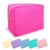 UIXIZQ Large Makeup Bag Pouch,Nylon Women Travel Toiletry Storage Bag Preppy Cosmetic Bag for Girls,Big Makeup Organizer Bag Cute Zipper Pouch Skincare Bag for Sport Work Gift(Large-Bubblegum) view 1
