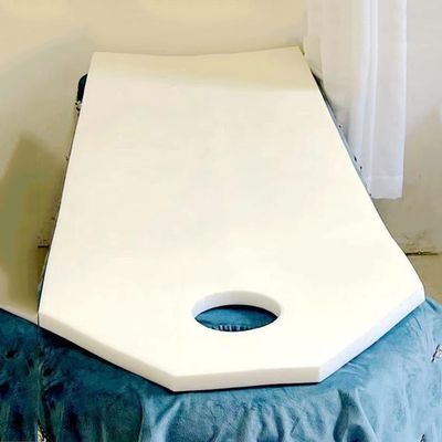 Trapezoidal Head Lash Bed Topper Cushion Without Removable Cover Facial Massage Table Bed Cover Mattress Pad with Breath Hole Spa Bed Protection Pad for Tattoo Table,White 2.5cm,70x185cm