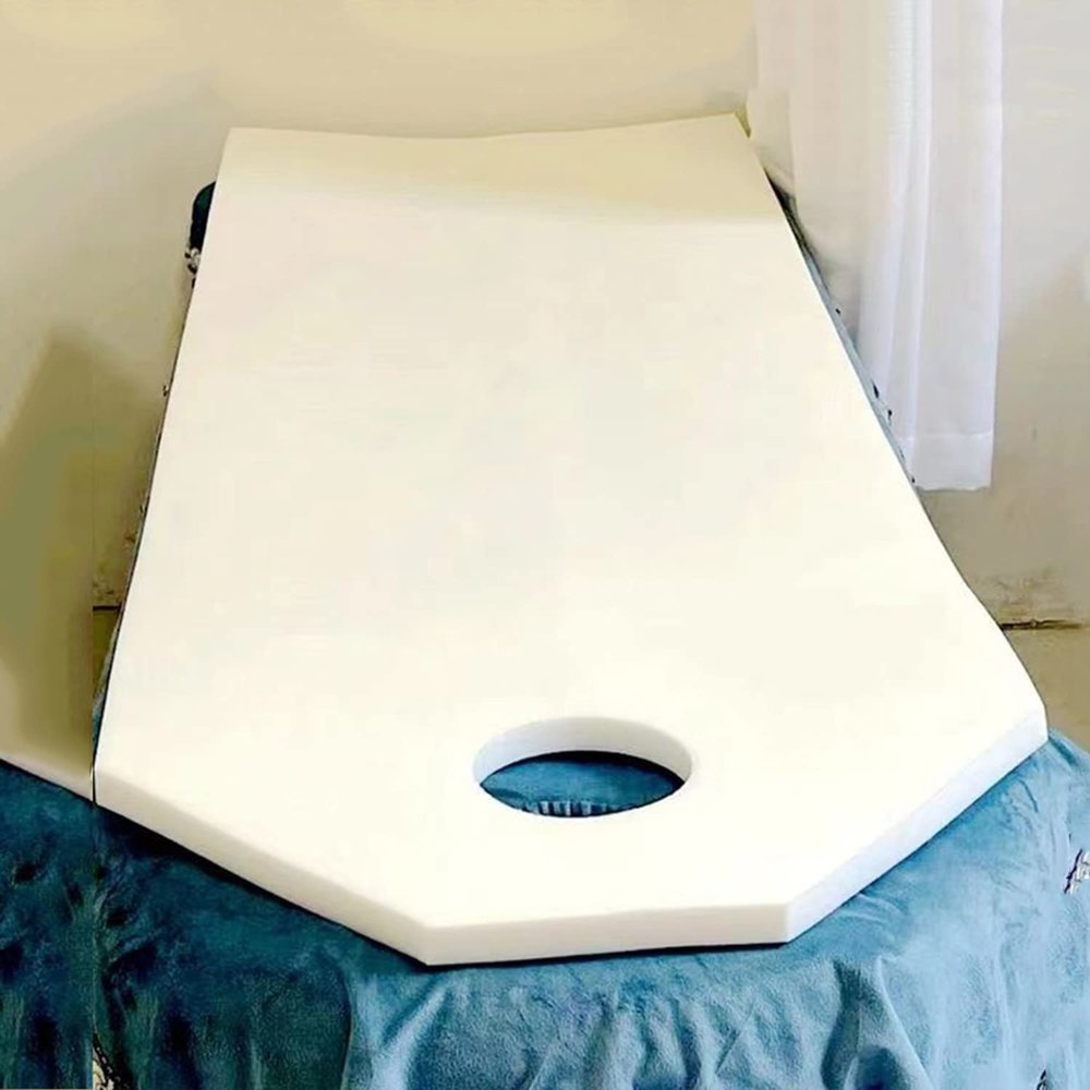 Trapezoidal Head Lash Bed Topper Cushion Without Removable Cover Facial Massage Table Bed Cover Mattress Pad with Breath Hole Spa Bed Protection Pad for Tattoo Table,White 2.5cm,70x185cm