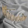 5A Cubic Zirconia Queen Tiaras Pageant Crown for Wedding Silver Crystal Headband Princess Hairpiece for Girls Bridal Hair Accessories Prom Quince Costume Cosplay Gifts (Gold) view 4