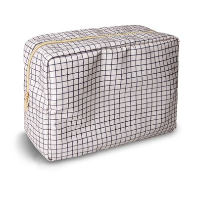 Large Makeup Bag Pouch, Nylon Women Travel Toiletry Storage Bag Checkered Cosmetic Bag for Girls, Big Preppy Makeup Organizer Bag Cute Zipper Pouch Skincare Bag for Sport School Work (Large-Checkered)