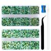 10400PCS Green AB Resin Flat Back Rhinestones, Round Non-Hotfix Jelly Nail Gems Rhinestone with Tweezer and Picker Pencil for Crafts Tumblers Nail Art & DIY Decoration view 1