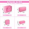 Large Makeup Bag Pouch, Nylon Women Travel Toiletry Storage Bag Preppy Cosmetic Bag for Girls, Big Makeup Organizer Bag Cute Zipper Pouch Skincare Bag for Sport School Work Gift(Large-Pink Heart) view 4