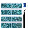 10400PCS Blue AB Resin Flat Back Rhinestones, Round Non-Hotfix Jelly Nail Gems Rhinestone with Tweezer and Picker Pencil for Crafts Tumblers Nail Art & DIY Decoration view 1