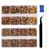 10400PCS Orange-yellow AB Resin Flat Back Rhinestones, Round Non-Hotfix Jelly Nail Gems Rhinestone with Tweezer and Picker Pencil for Crafts Tumblers Nail Art & DIY Decoration view 1