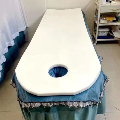 Spa Bed Mattress Foam Pad Round Head Massage Table Mattress Protector Sponge Mattress Topper with Face Breathing Hole for Massage Accessories (Without Mattress Cover),White 2.5cm,60x190cm