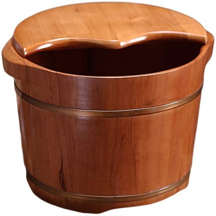 LOKOO Sauna Wooden Bucket,Foot Massage Spa for Home,Relax Pedicure Foot Bath,Foot and Leg Spa for Adults,Large Foot Bath Spa Tub Foot Spa Household Wash Ba