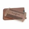 Menesia Sandalwood Beard Comb with Case - Fine & Coarse Teeth, Wooden Pocket Comb for Beards, Mustaches & Hair, Brown Skull Design view 3