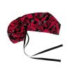 Scrub Cap with Silky Inner - Cotton Hat with Sweatband and Buttons, Adjustable Tie Back Ponytail(Randomly Provide Hair Ring) (Red Leaf) view 1