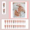 PUSCOBSY Ballerina Press on Nails Butterfly Rhinestone Fake Nails Long Coffin False Nails White French Tip Acrylic Nails Glossy Artificial Stick on Nails for Women and Girls 24PCS view 3