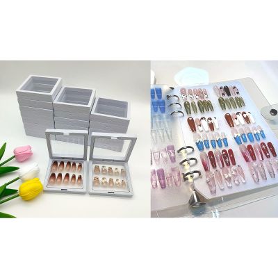 Press On Nail Organizer + 2023 Newest Press On Nail Packaging Boxes 20 Pack 3D Floating Press On Nail Storage Box