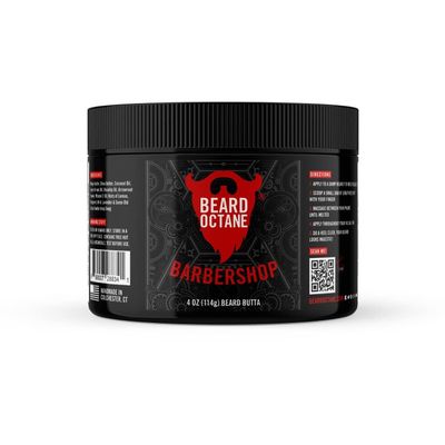 Beard Octane: Barbershop - Natural Beard Butter w/Shea Butter- 4 Oz - Healthy Softer Beards - Made in USA - Premium Handcrafted Beard Care