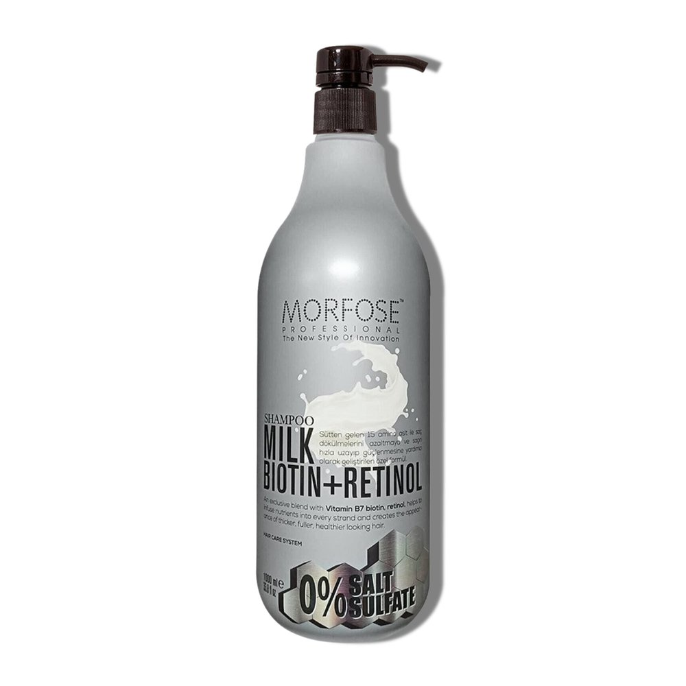 Morfose Milk Biotin Shampoo - Sulfate-Free Formula, Intensive Milk Therapy with 15 Amino Acid Complex, Biotin and Retinol Enriched for Hair Growth, Strengthening Arginine, 33.81 Fl. Oz