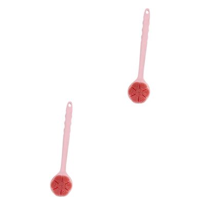 GLEAVI 2pcs Exfoliating Body Scrubber Long Handle Shower Brush for Back Silicone Bathing Brush Shower Back Scrubber