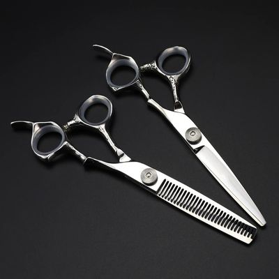 Hair Cutting Scissors, 6 inch Professional JP 440c steel hair cutting scissors haircut thinning barber makas haircutting shears hairdresser scissors (Color : Set)