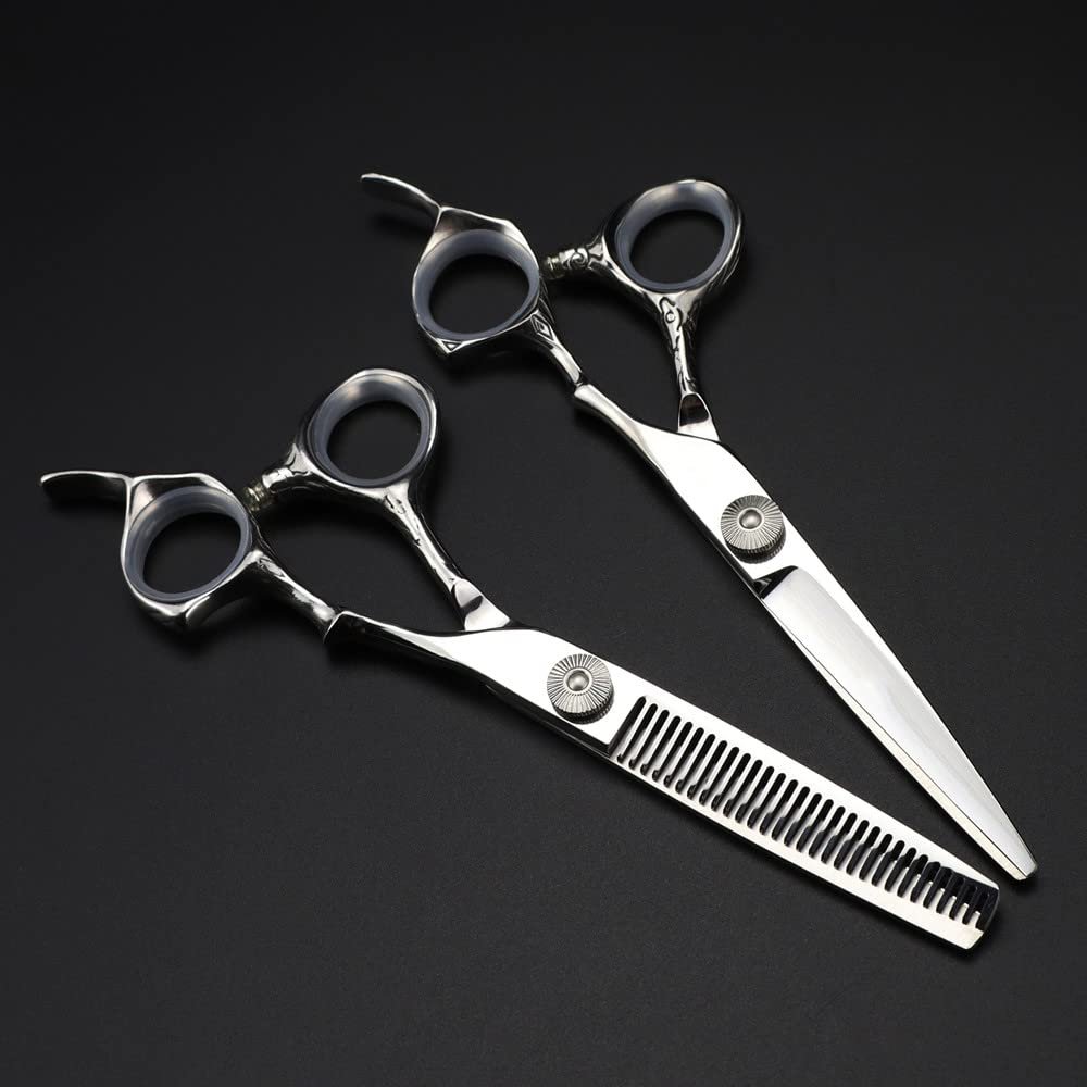 Hair Cutting Scissors, 6 inch Professional JP 440c steel hair cutting scissors haircut thinning barber makas haircutting shears hairdresser scissors (Color : Set)