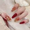 RikView Red Press on Nails Long Fake Nails Coffin Nails with Fall Design Glossy Full Cover Nails for Women 24 PCs/Set view 1