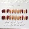 RikView Red Press on Nails Long Fake Nails Coffin Nails with Fall Design Glossy Full Cover Nails for Women 24 PCs/Set view 4