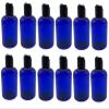 Natural Farms 4 oz Blue Boston BPA FREE Bottles - 12 Pack Empty Refillable Containers - Essential Oils Cleaning Products - Aromatherapy | Smooth Black Disc Cap - Made in the USA view 1